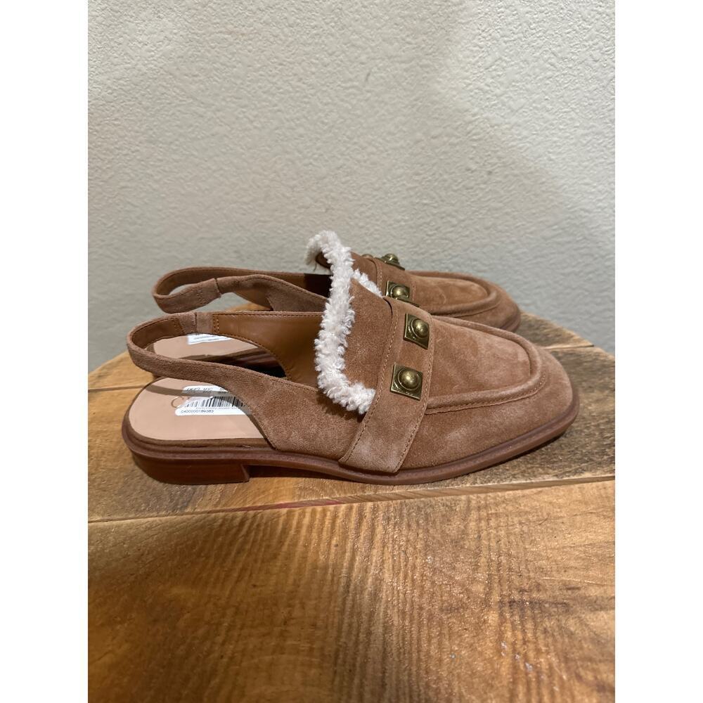 Chelsea & Violet Lundin Suede Faux Fur Slingback Mules size 9.5
